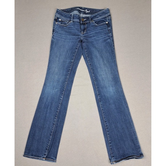 American Eagle Jeans Womens 8 Blue Slim Boot Stretch Waist Denim Cowgirl 32" Leg - Picture 11 of 11